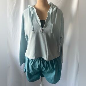 Calvin Klein Blue Hoodie/ Gaiam Sports Bra and Zenana Teal Shorts Bundle XL/L